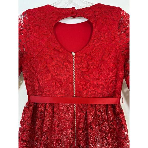 BLUSH Us Angels Girls Red And Gold Lace Dress New Sz 10 Holidays - Picture 5 of 13